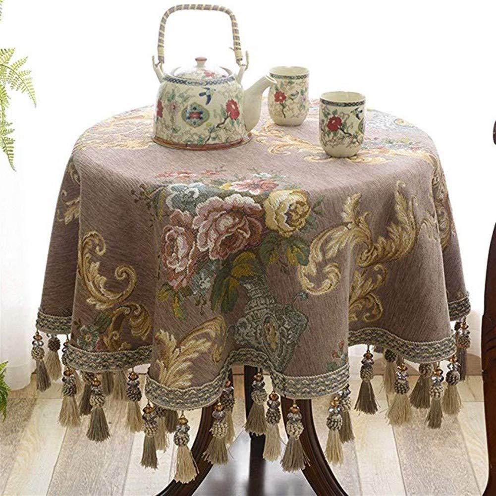 Floral Cotton Linen Round Tablecloth