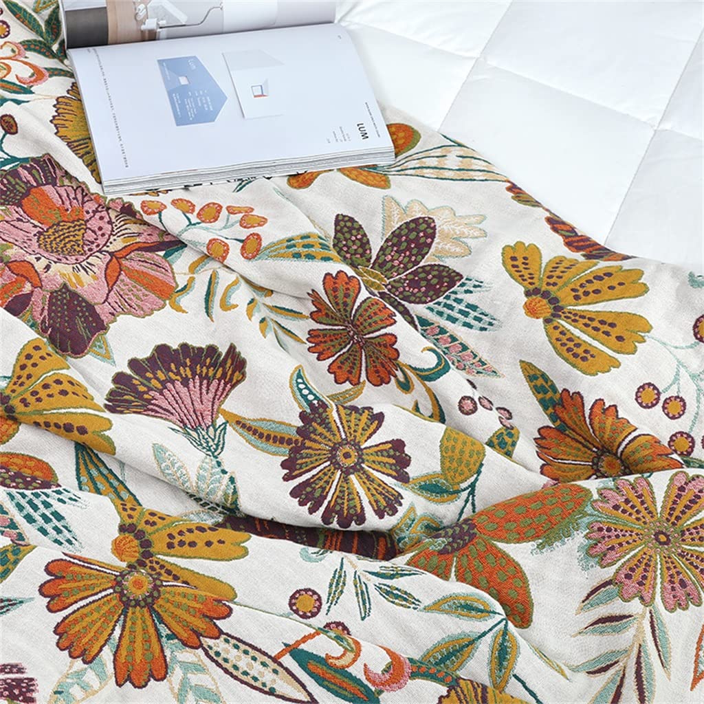 Cotton Floral Bed Throw Blanket