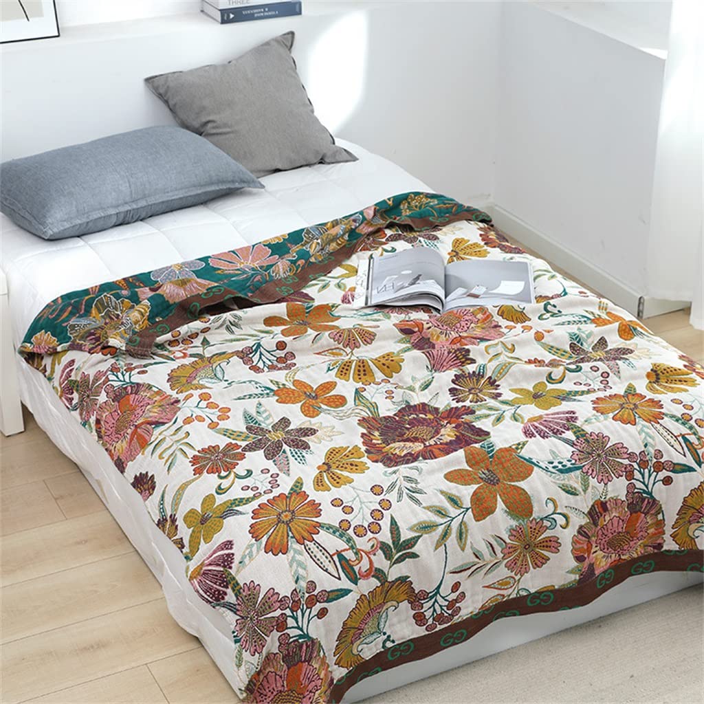 Cotton Floral Bed Throw Blanket