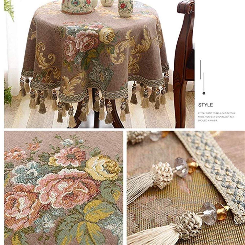 Floral Cotton Linen Round Tablecloth