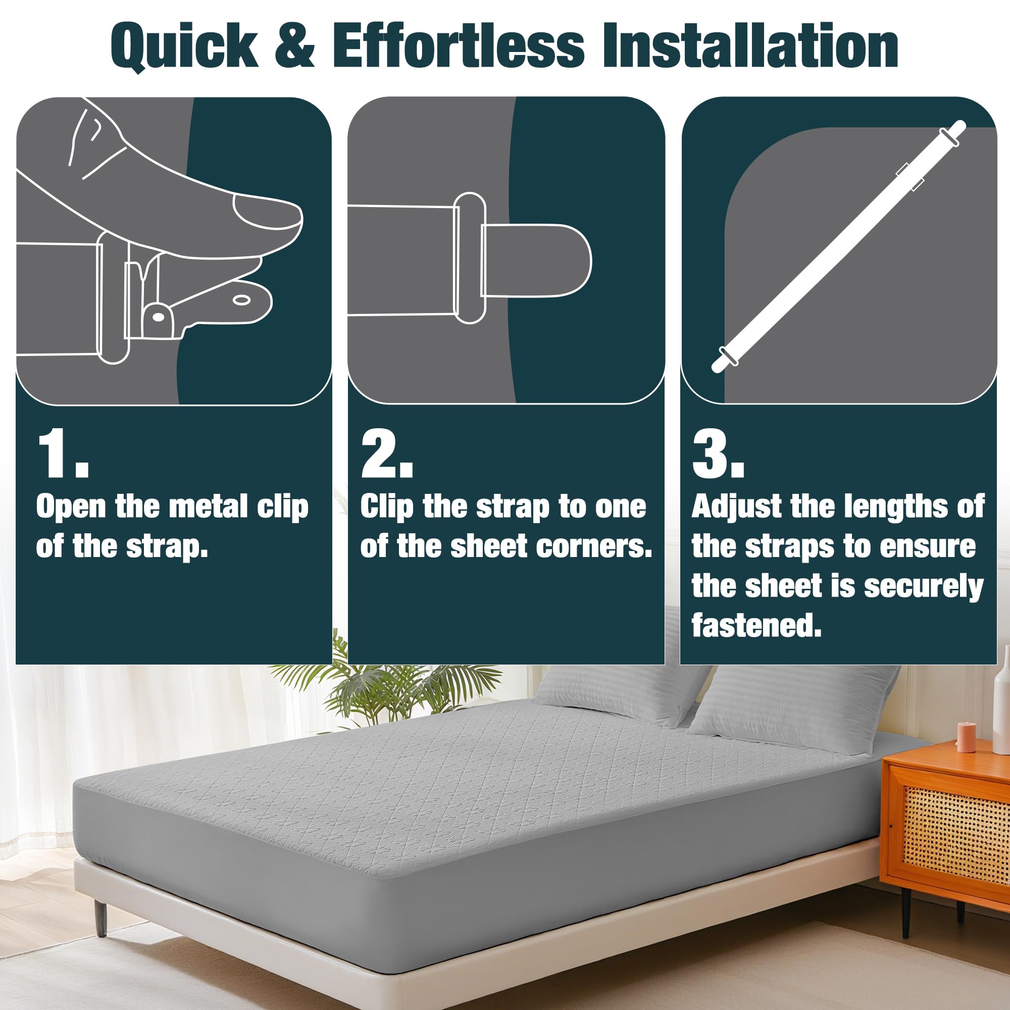Adjustable Bed Sheet Fasteners