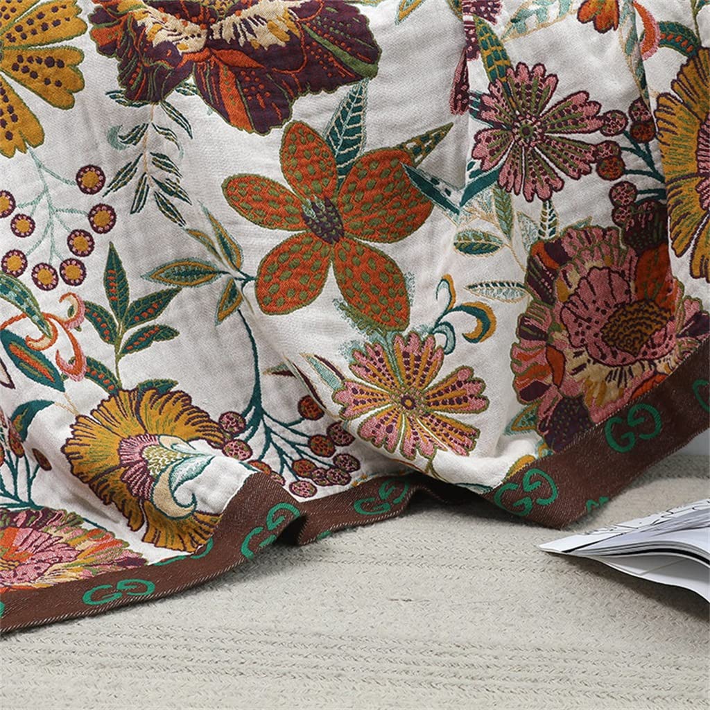 Cotton Floral Bed Throw Blanket