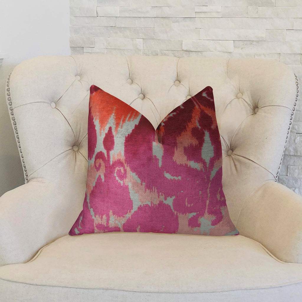 Plutus Brands Velvet Bliss Throw Pillow, 12" x 25", Fuchsia/Coral/Cream