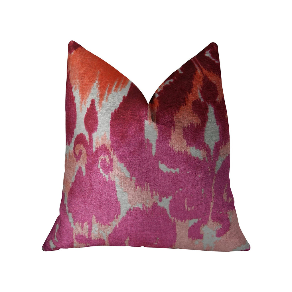 Plutus Brands Velvet Bliss Throw Pillow, 12" x 25", Fuchsia/Coral/Cream