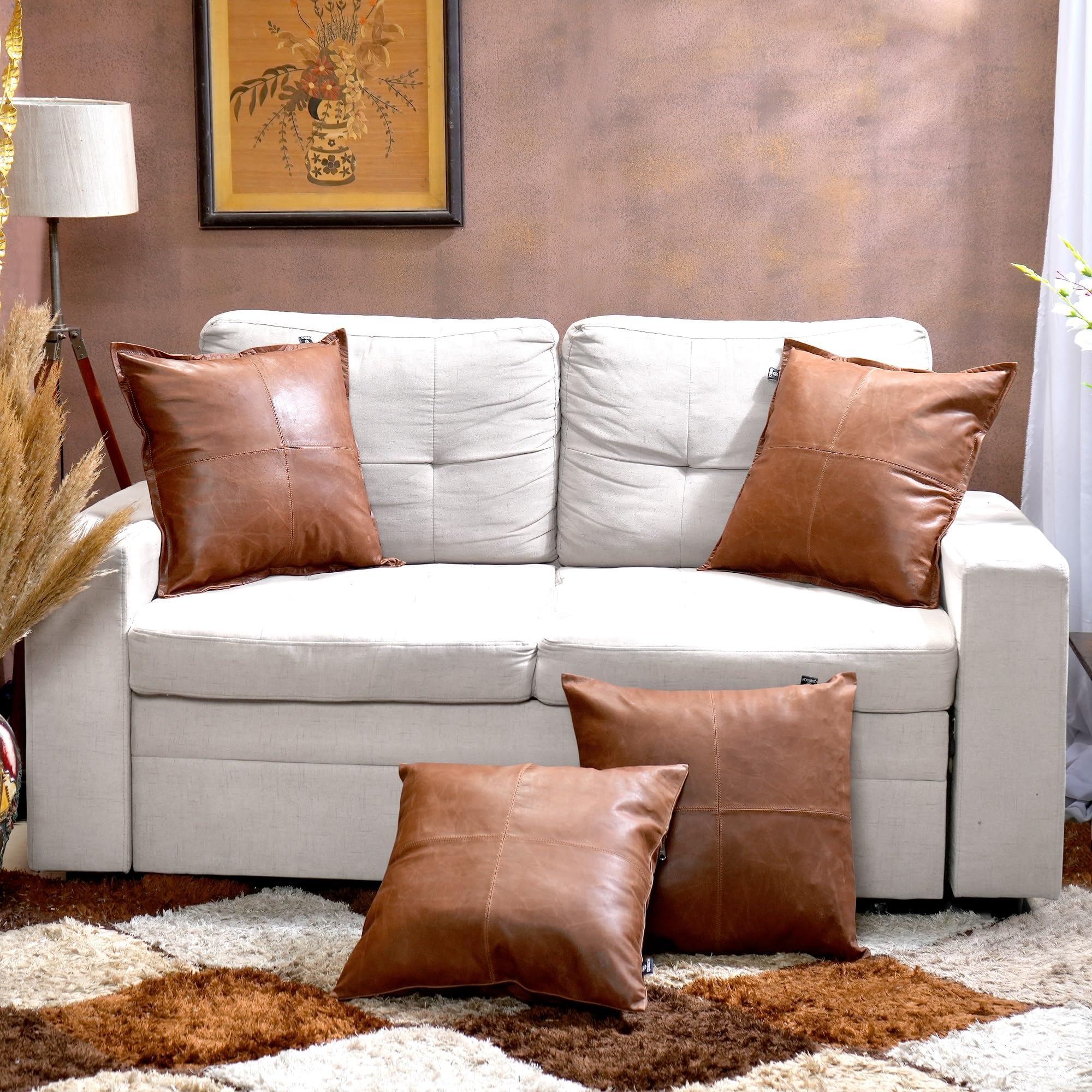 Lambskin Leather Pillow Cover