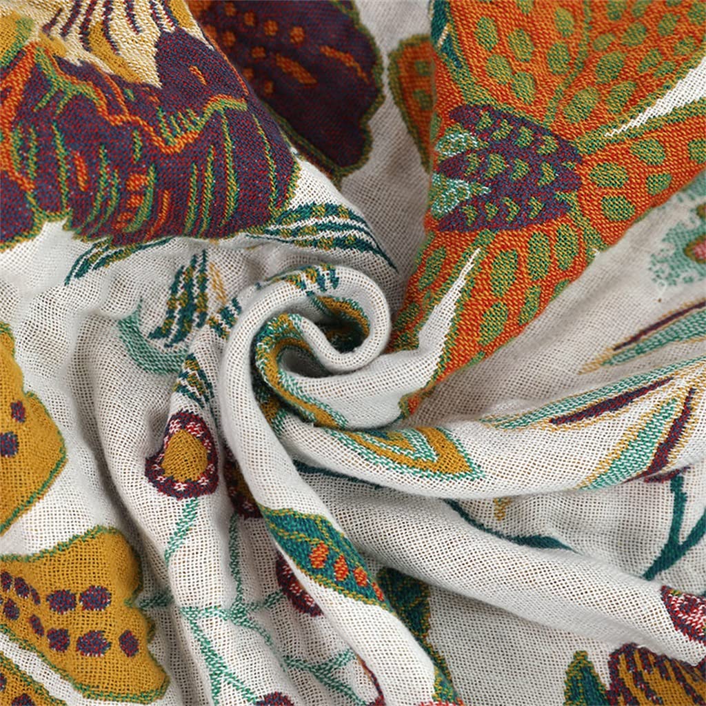 Cotton Floral Bed Throw Blanket