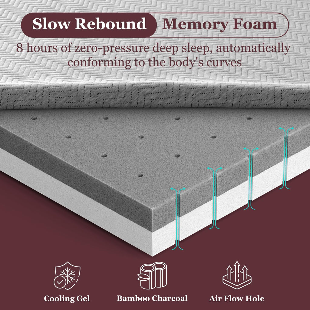BedStory Wave Fusion Memory Foam Mattress Topper